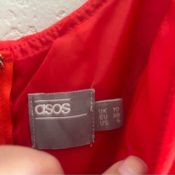 ASOS Red Mini Dress V Neck and Back Fit and Flare Size 6 - Picture 6 of 11